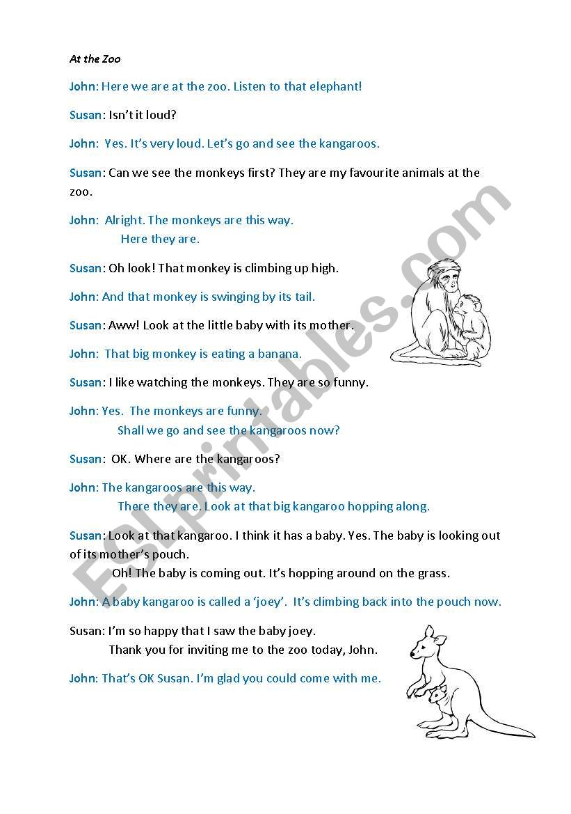 At the Zoo (dialogue) worksheet