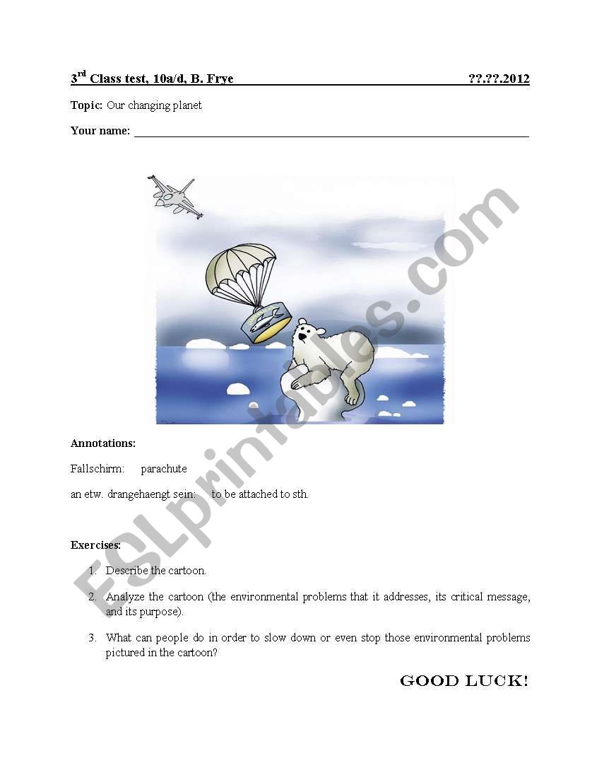 Classtest about Global Warming, Cartoon Analysis