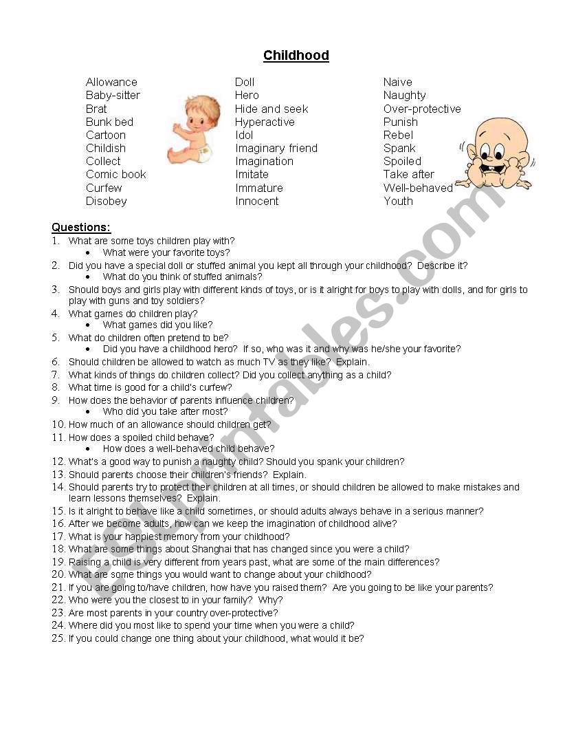 Childhood worksheet