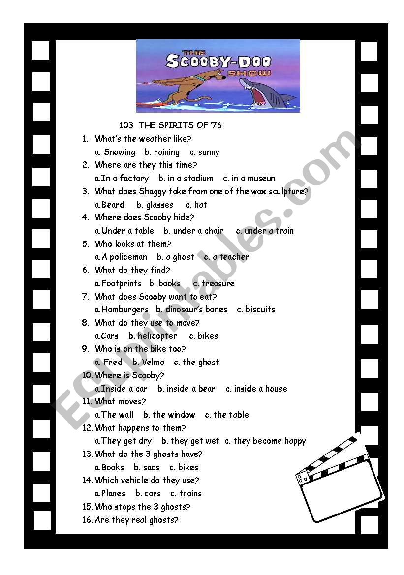 SCOOBY DOO SHOW 103 AND 104 worksheet