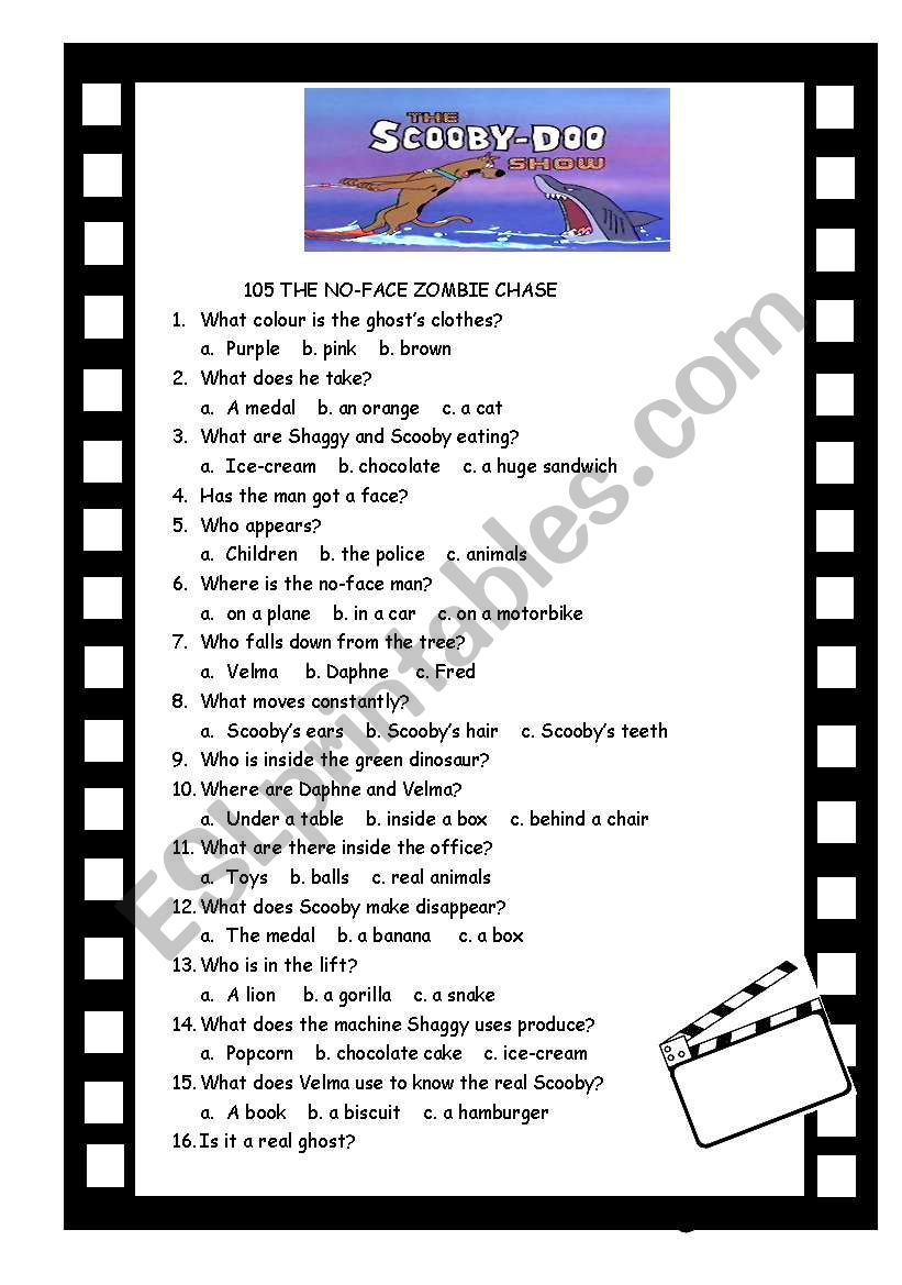 SCOOBY DOO SHOW 105 AND 106 worksheet