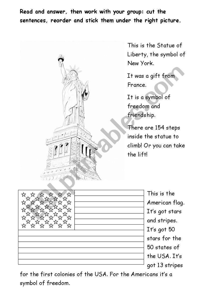 Symbols of the USA worksheet