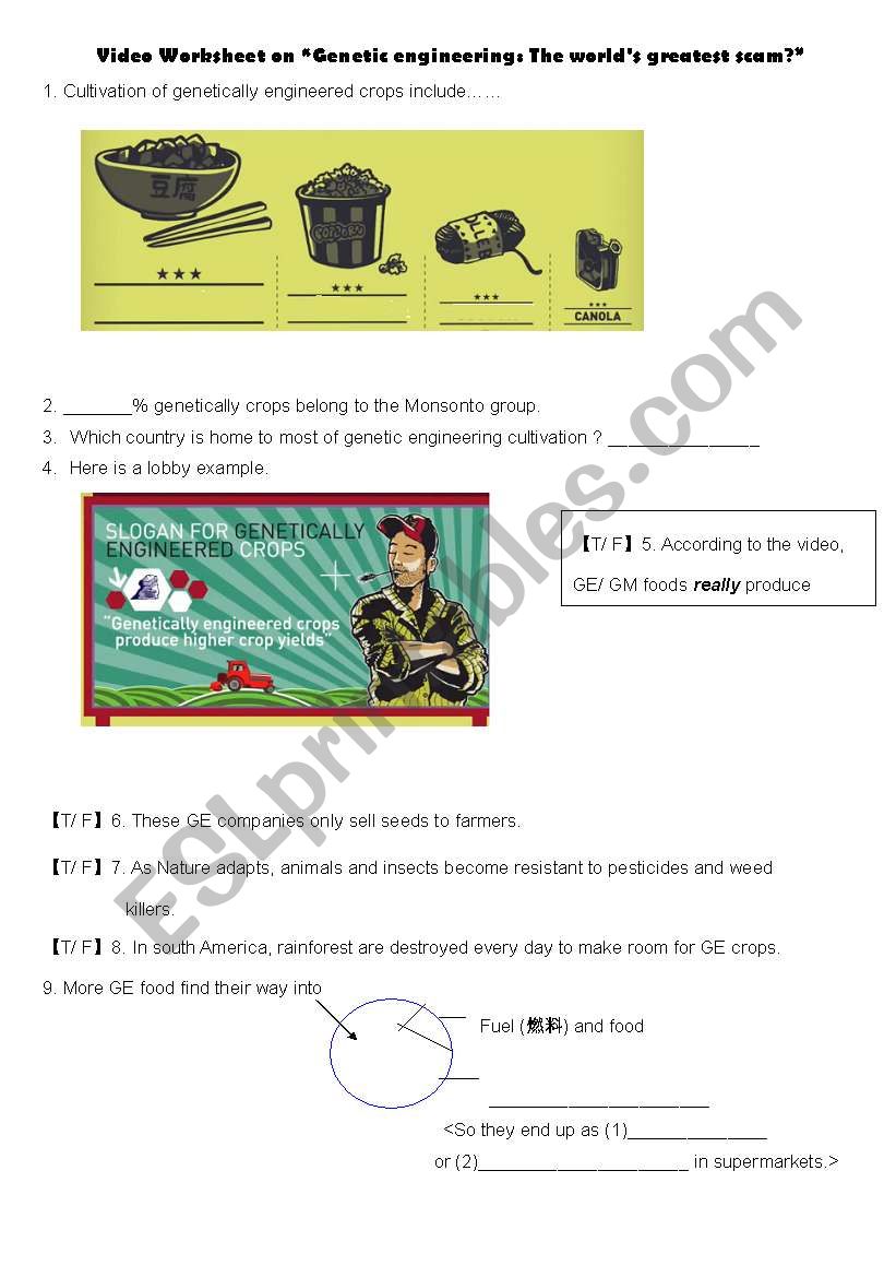 Video Worksheet on ¡§Genetic engineering: The world´s greatest scam?¡¨