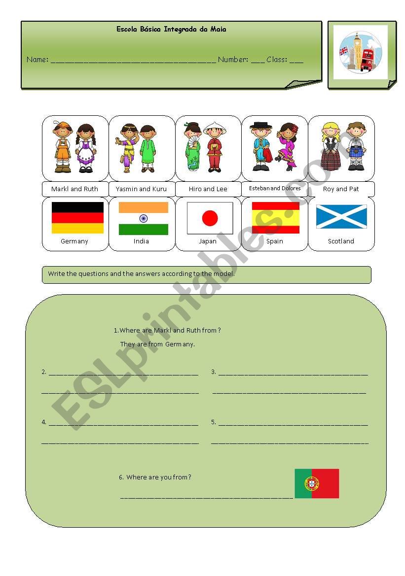 Countries worksheet