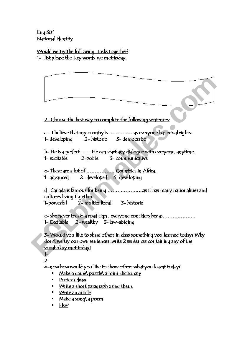 vocabulary on national identity 