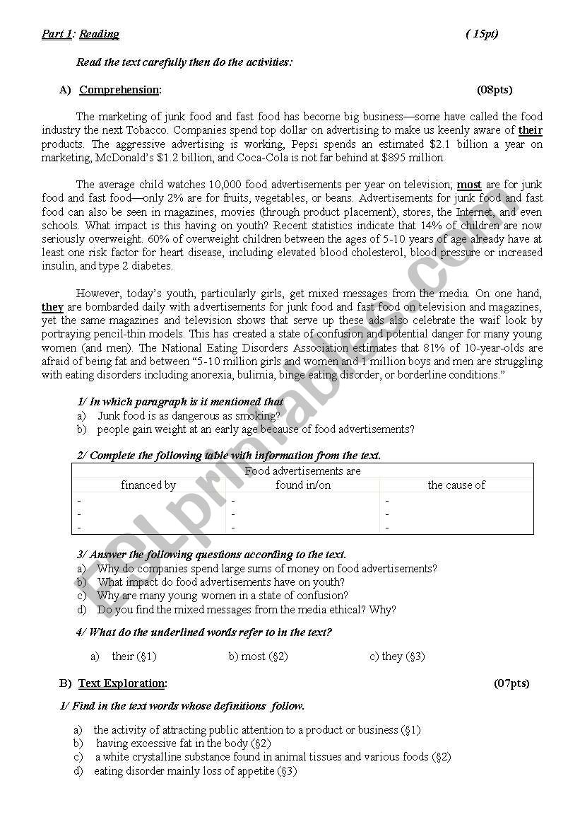 second term exam worksheet