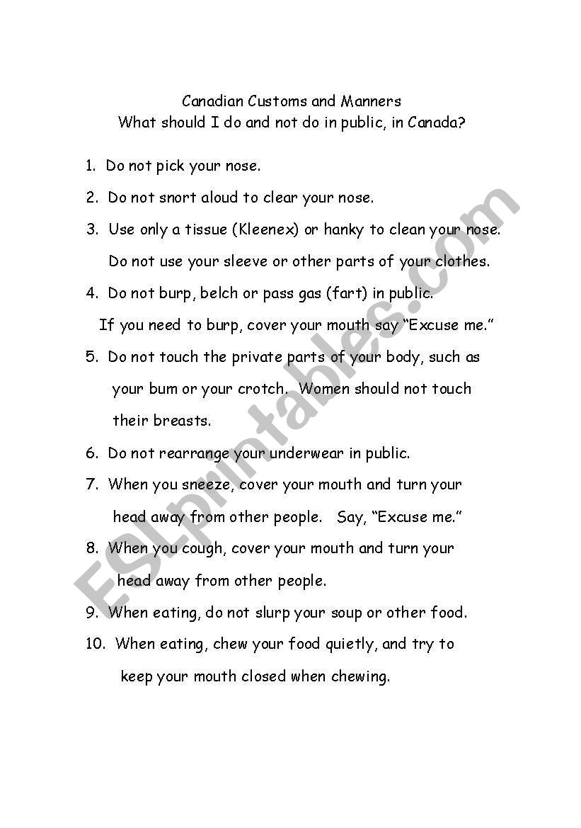 Manners using Should/Shouldn´t