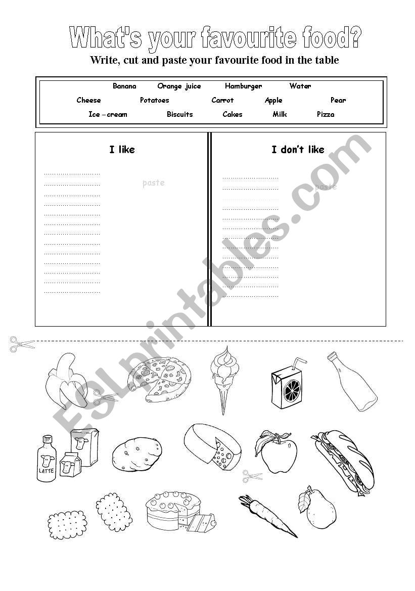 whats your favourite food? worksheet