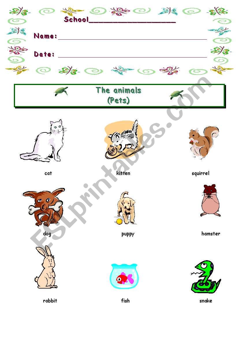 PETS INFORMATIONSHEET worksheet