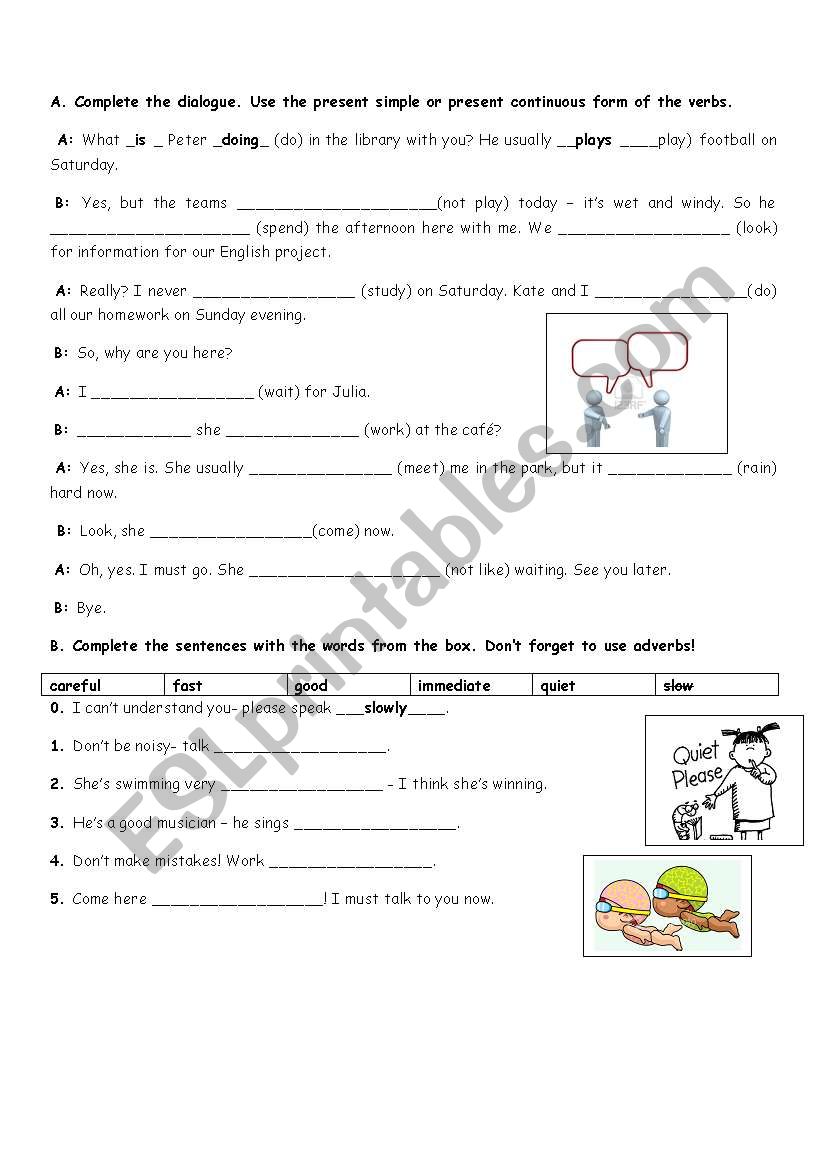 present continuous worksheet