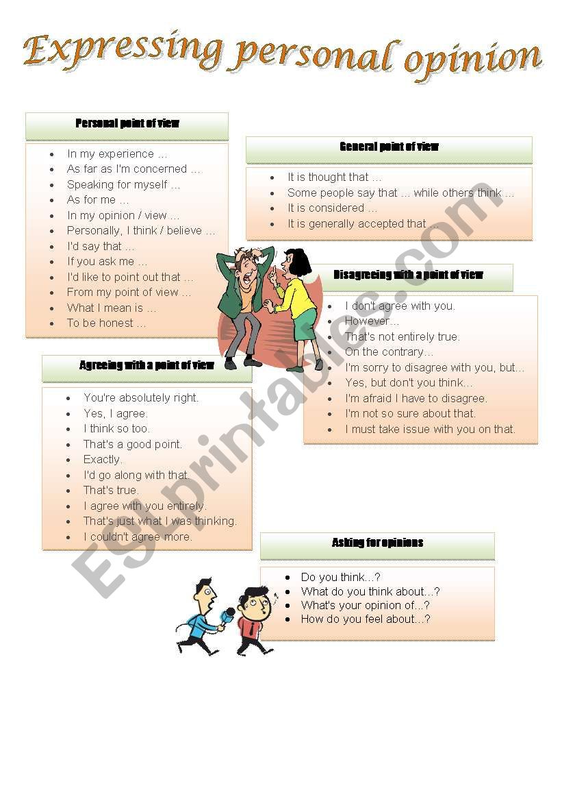 Expressing opinion worksheet