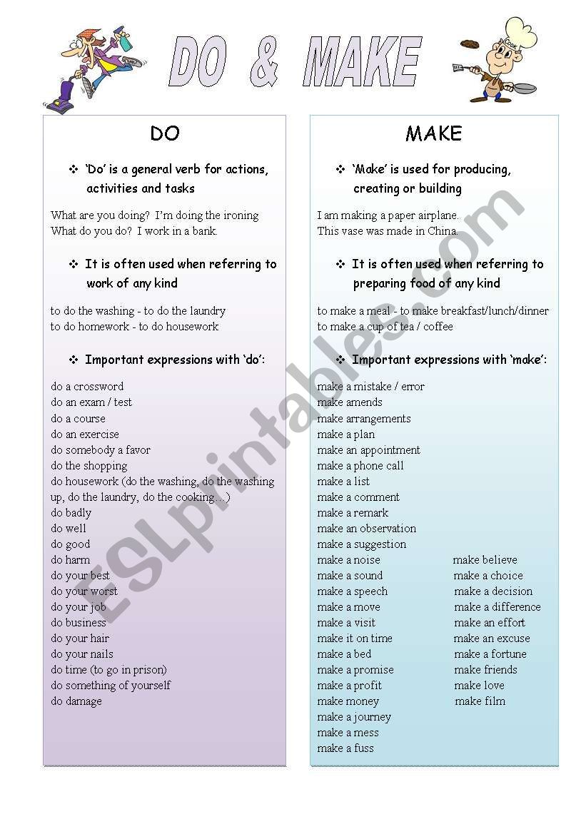 Do & Make worksheet