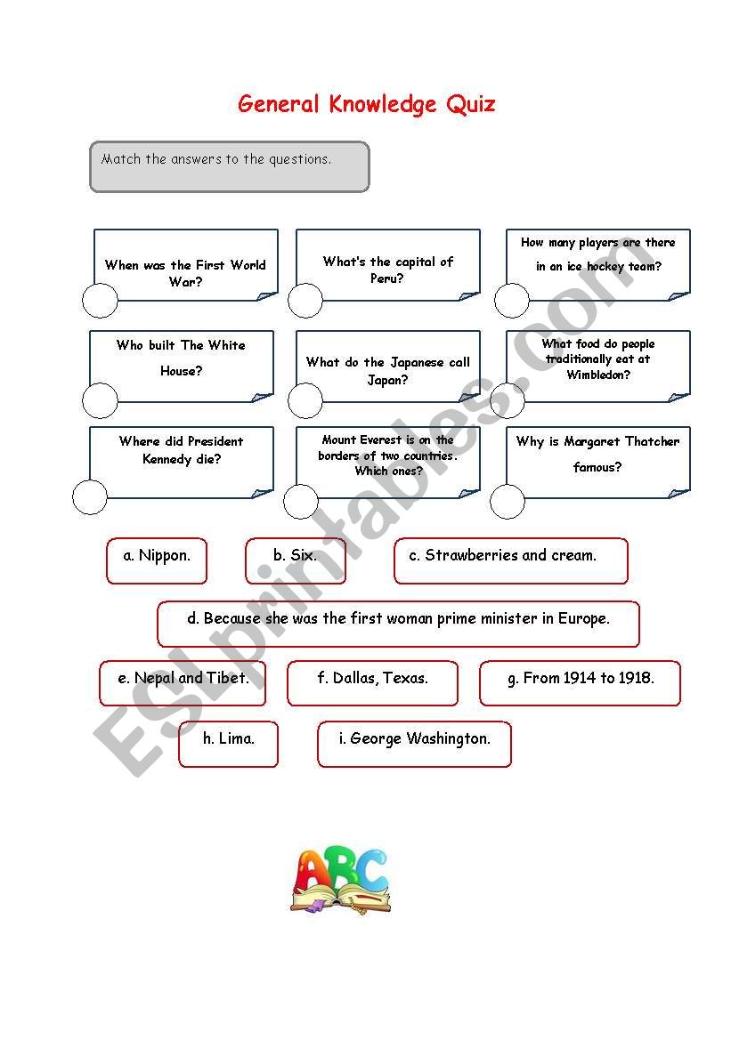 General Knowledge Quiz worksheet