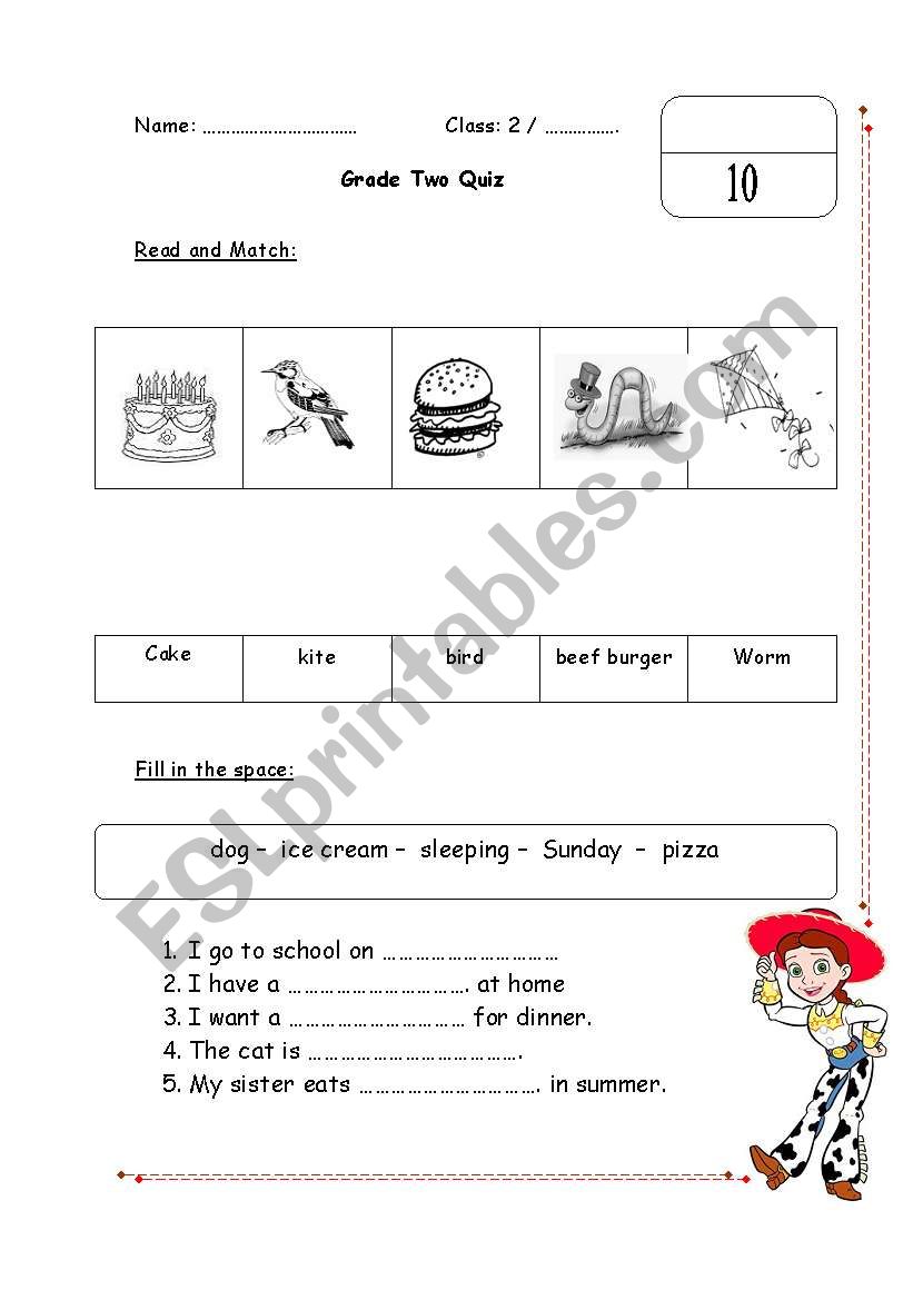 Grade 2 Quiz worksheet