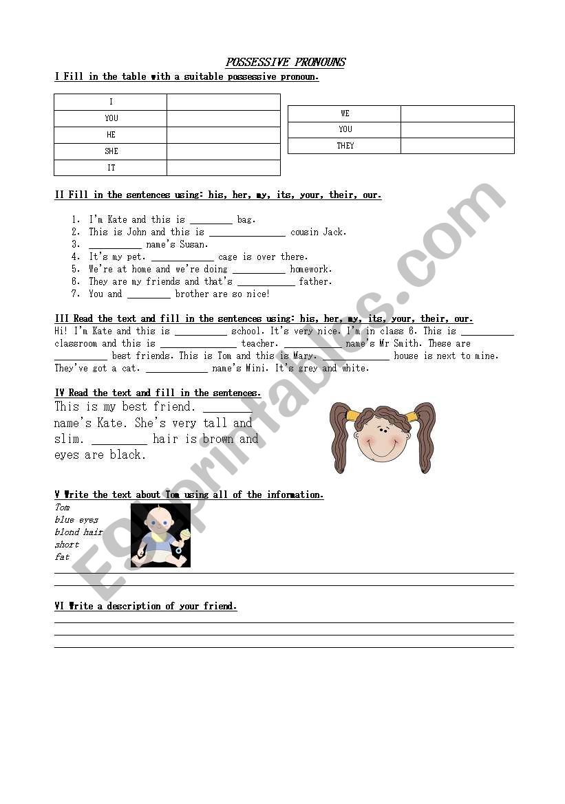 Possessive pronouns worksheet