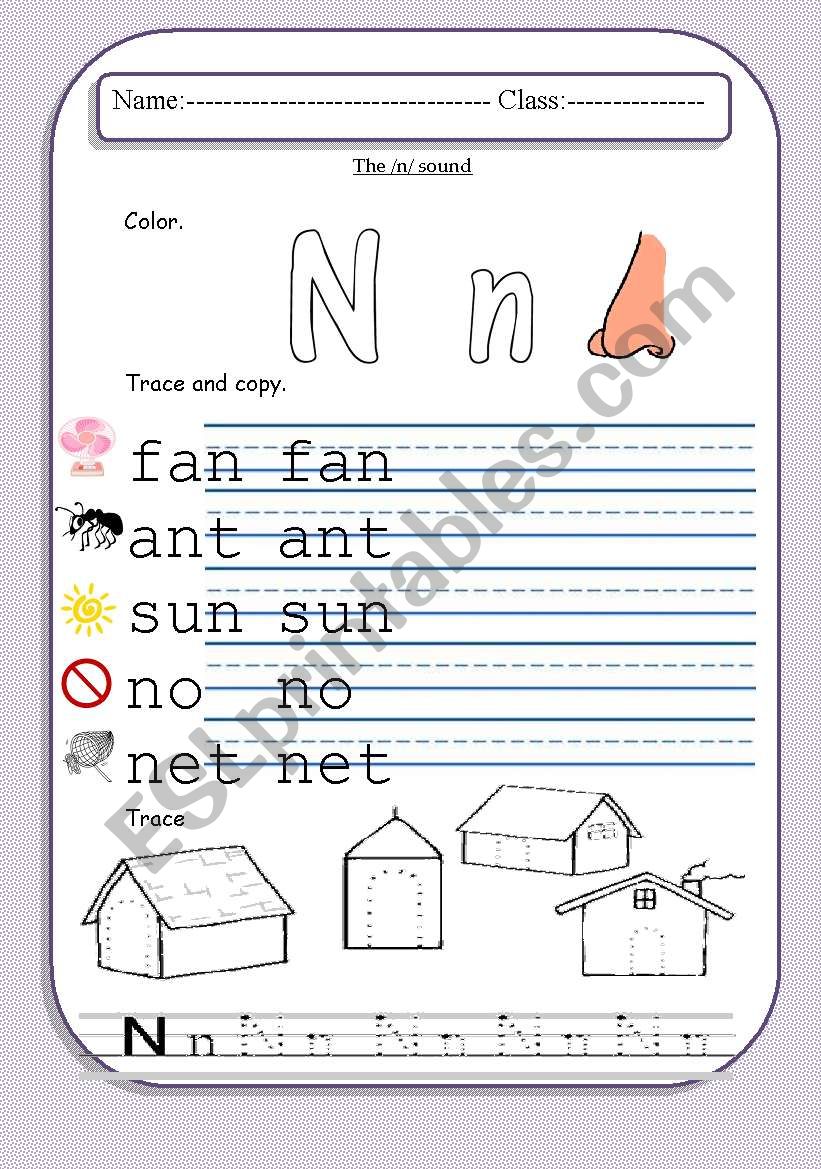 The letter N worksheet