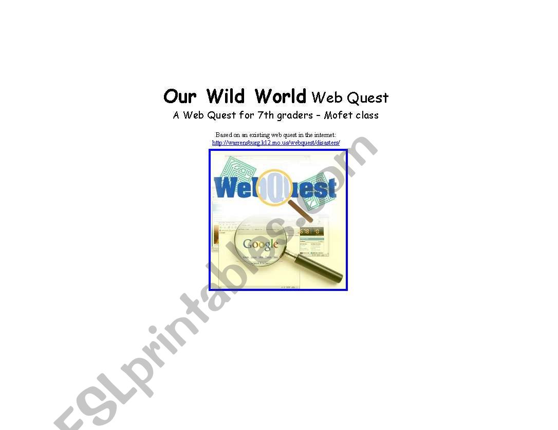 Scaffolded Web Quest worksheet
