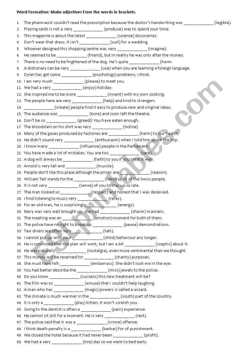 Word Formation Practice worksheet