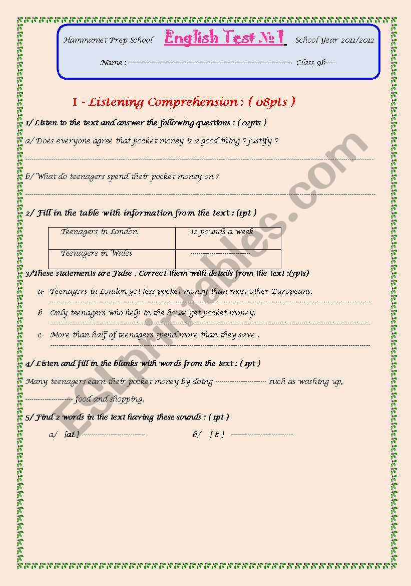 English Test  worksheet