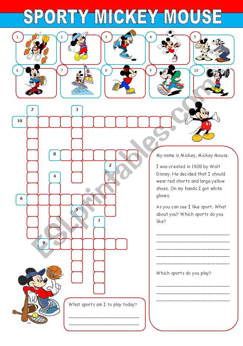 Sporty Mickey Mouse worksheet