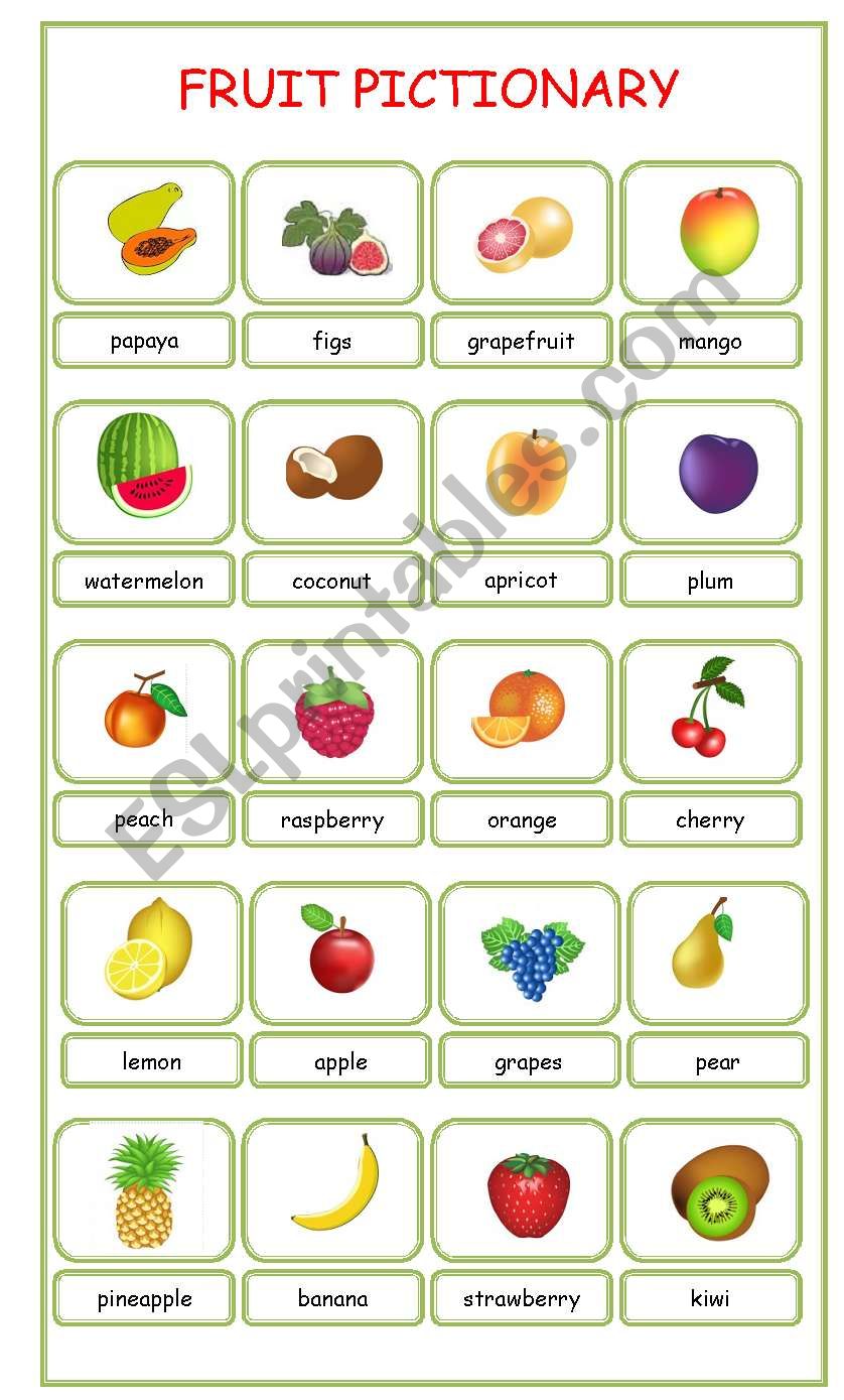 fruit pictionary worksheet