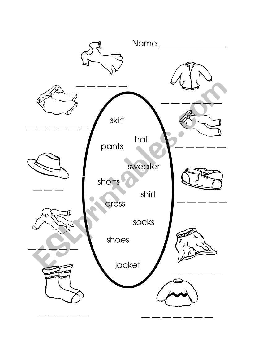 clothes worksheet