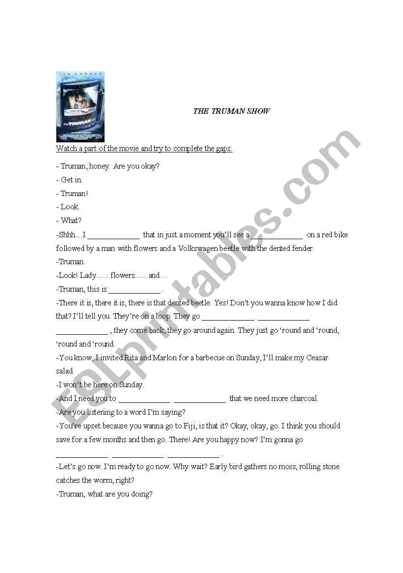 TrumanÂ´s show worksheet