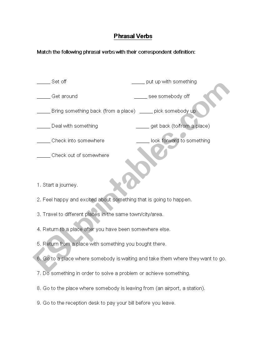 travel worksheet