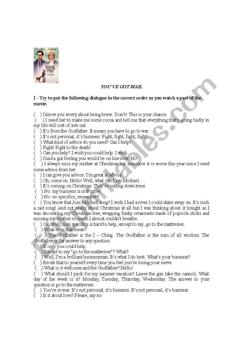 YouÂ´ve got mail worksheet