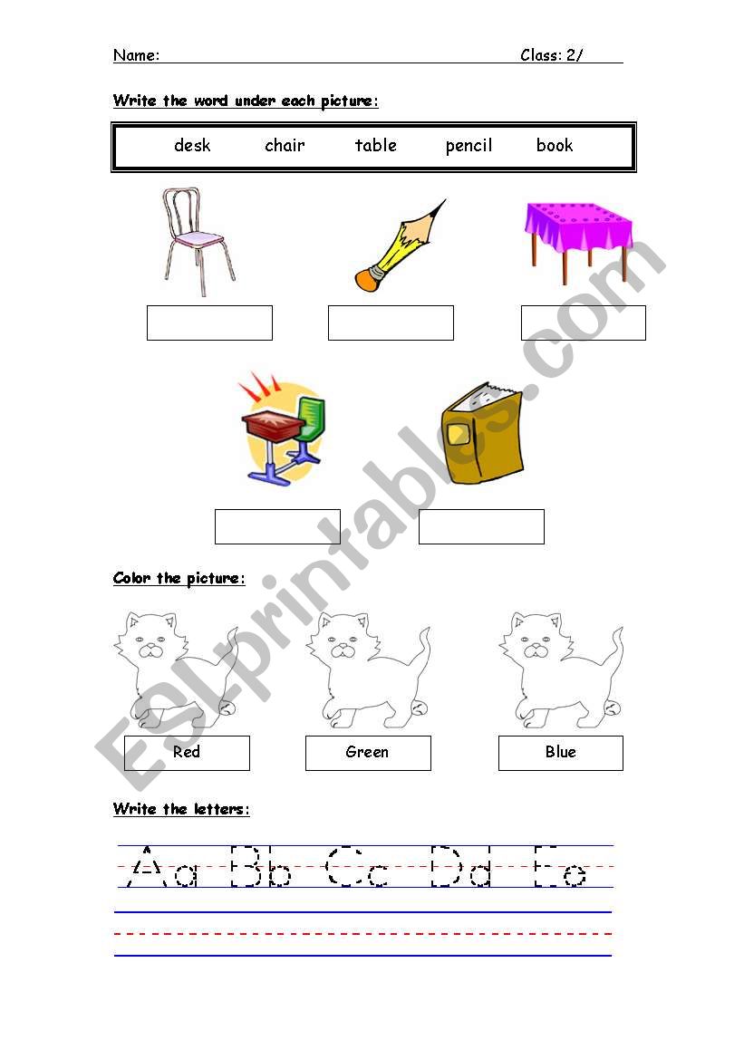 Class Objects worksheet