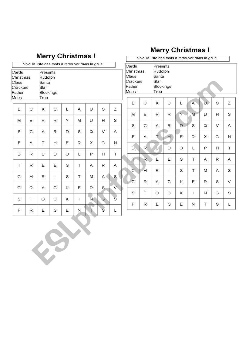 merry christmas crosswords worksheet