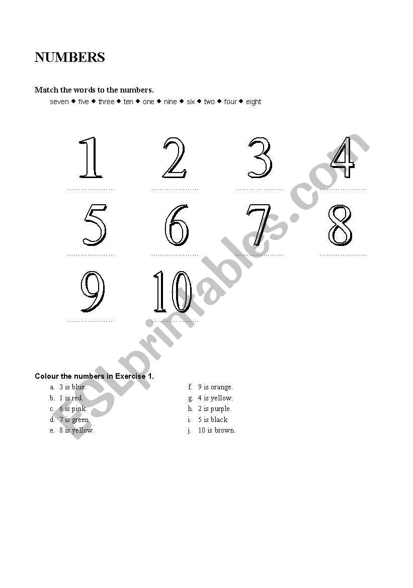 Numbers worksheet