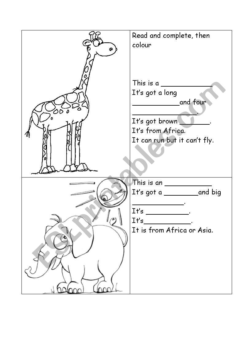 Animals worksheet