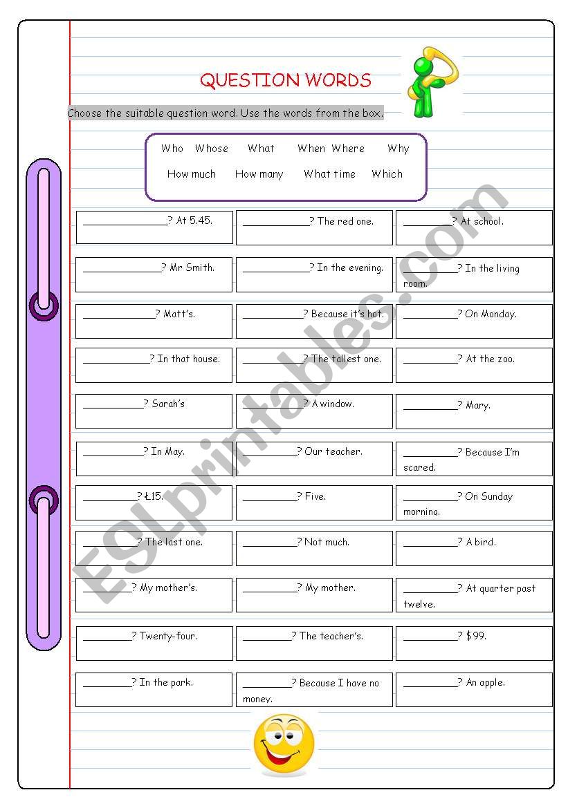 Question Words worksheet