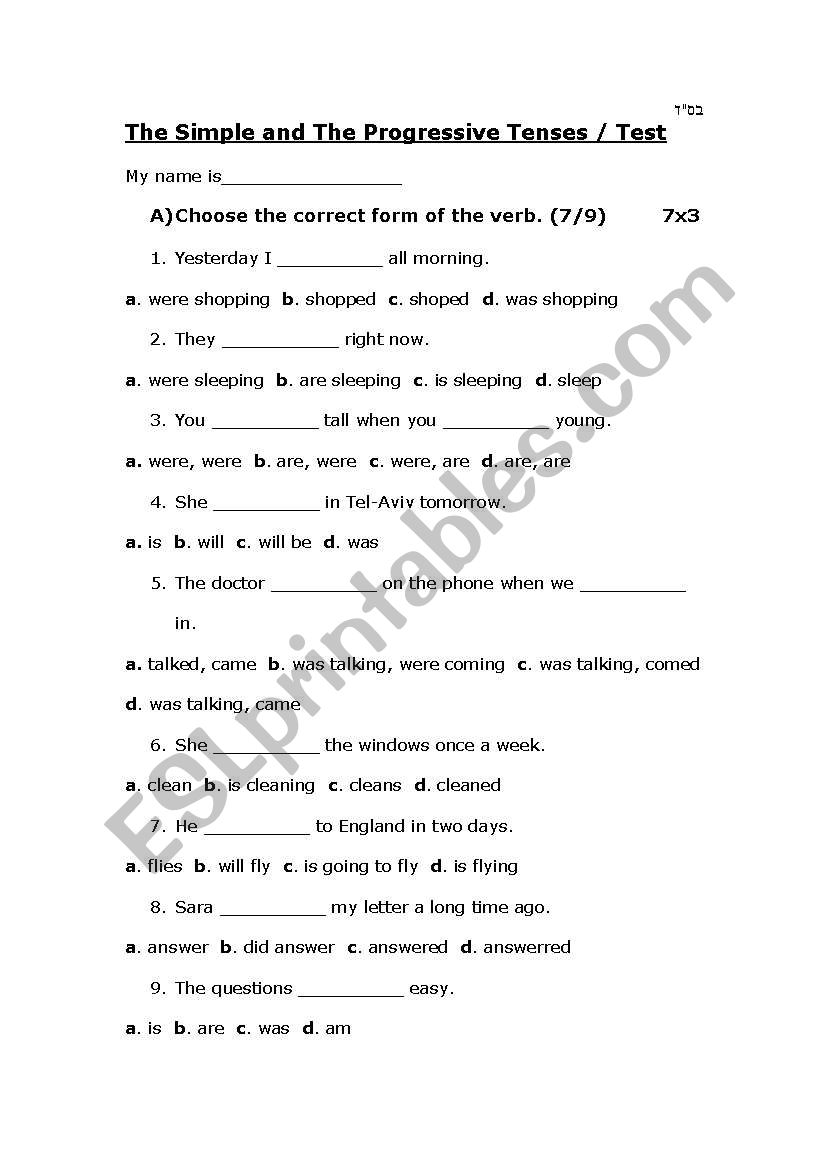 a review on the simple and progressive tenses