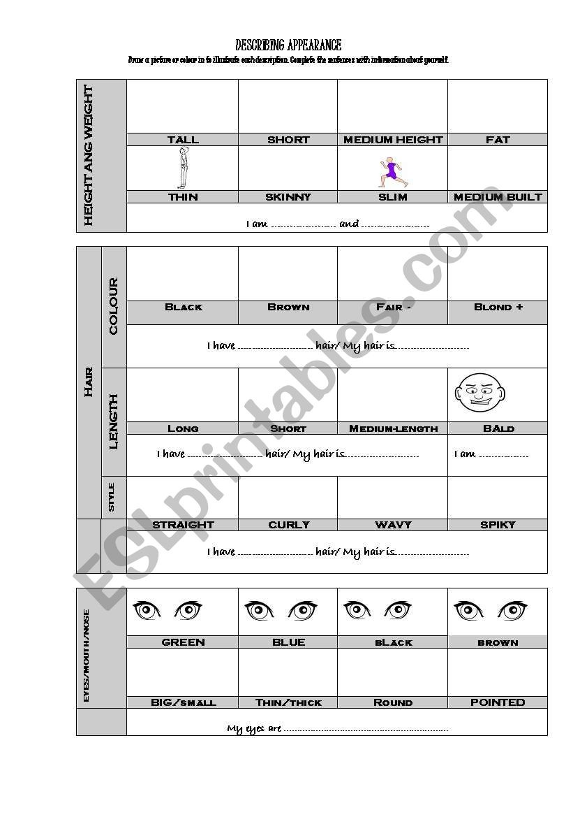 Describing people worksheet