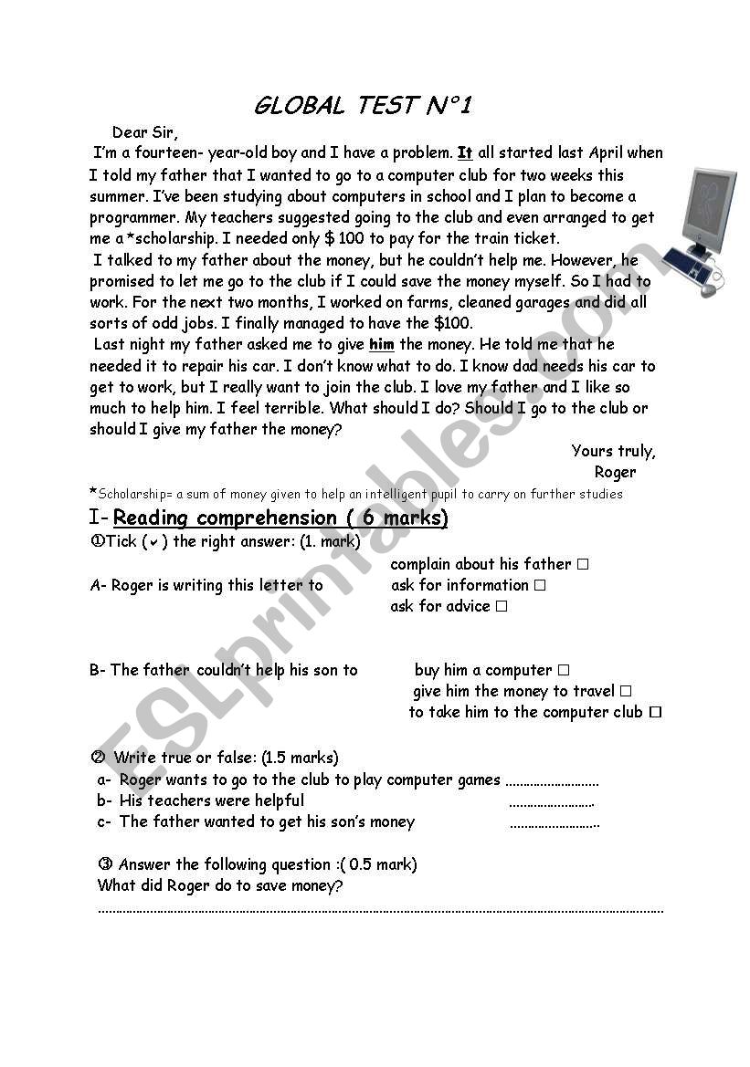 test worksheet