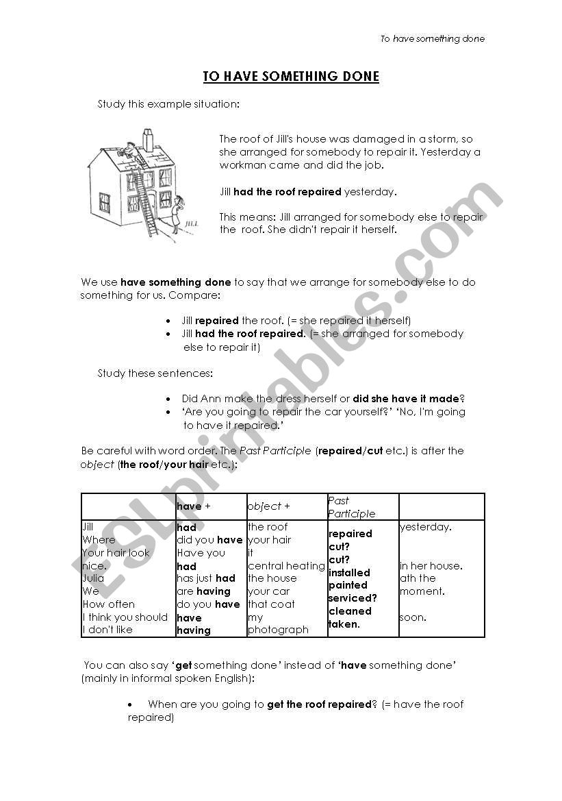 To have something done worksheet
