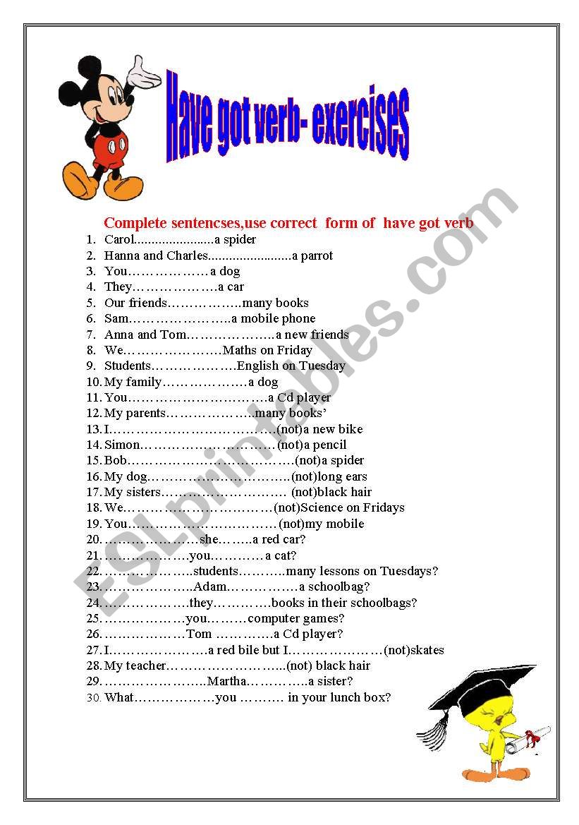 Have got for Beginners worksheet