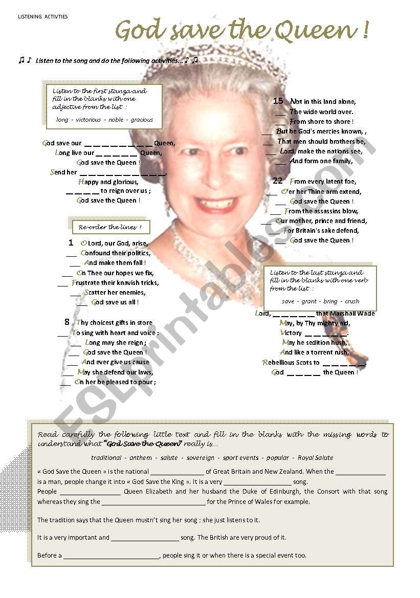 God save the Queen ! ( 3/6 ) worksheet