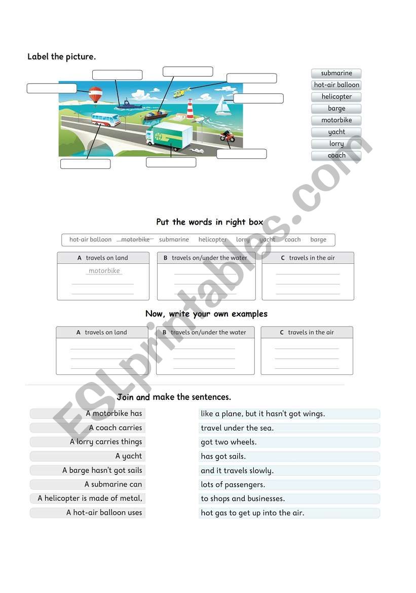 transport worksheet