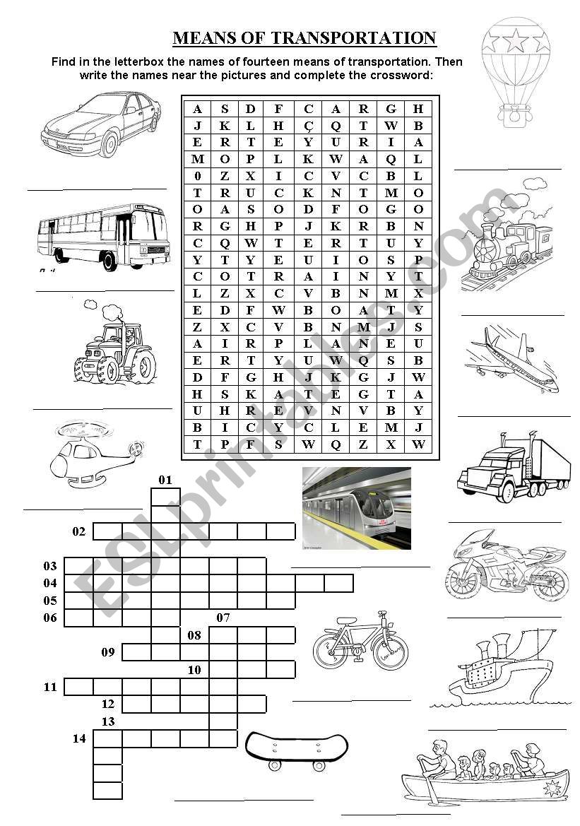 MEANS OF TRANSPORTATION - LETTERBOX AND CROSSWORD