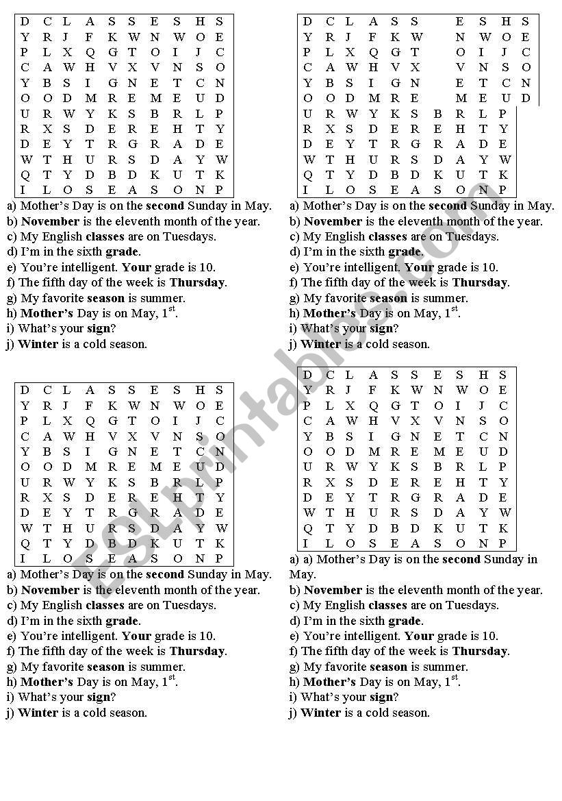 Word game worksheet