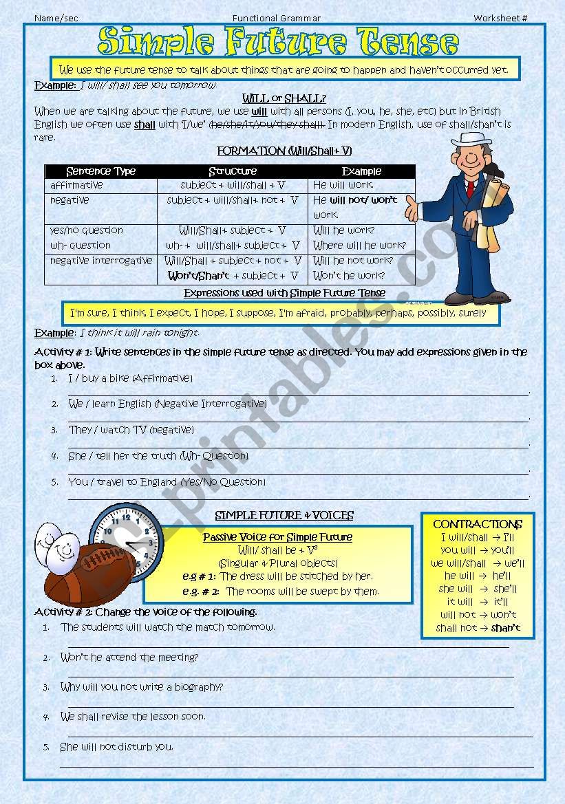 future tense worksheet