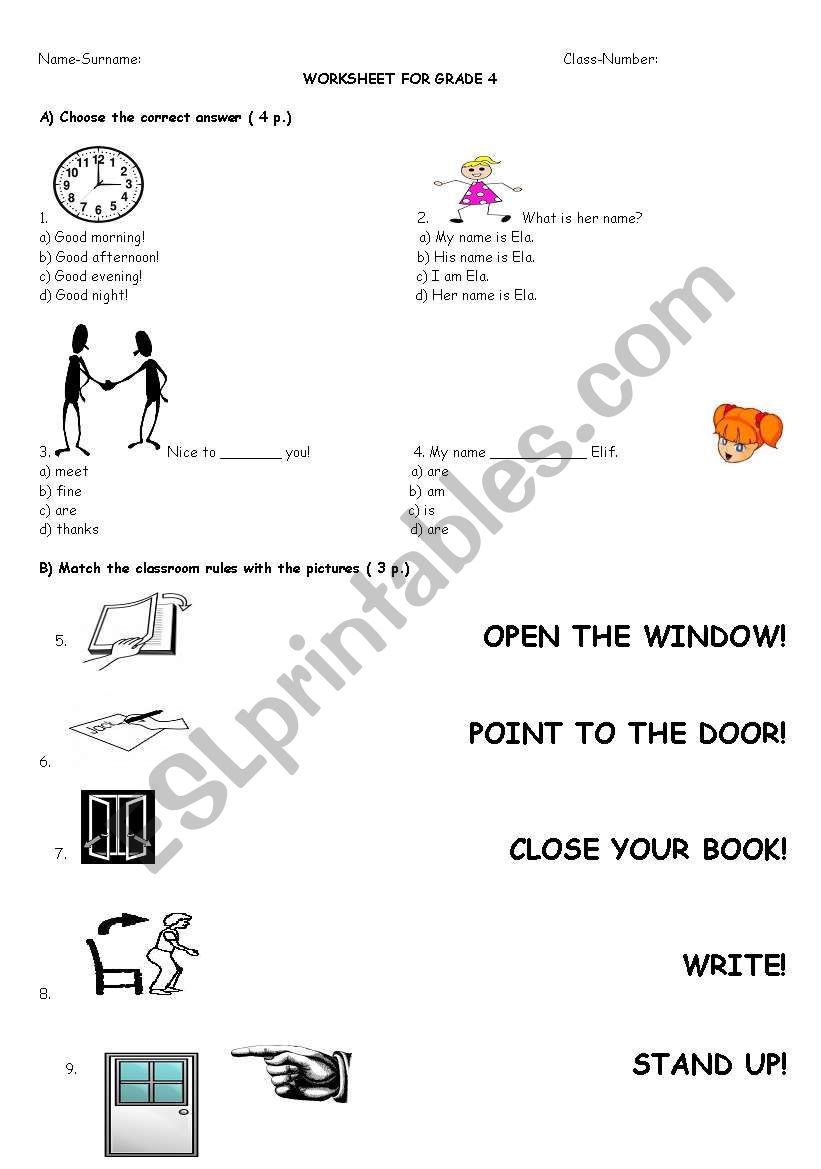 Worksheet for grade 4 worksheet