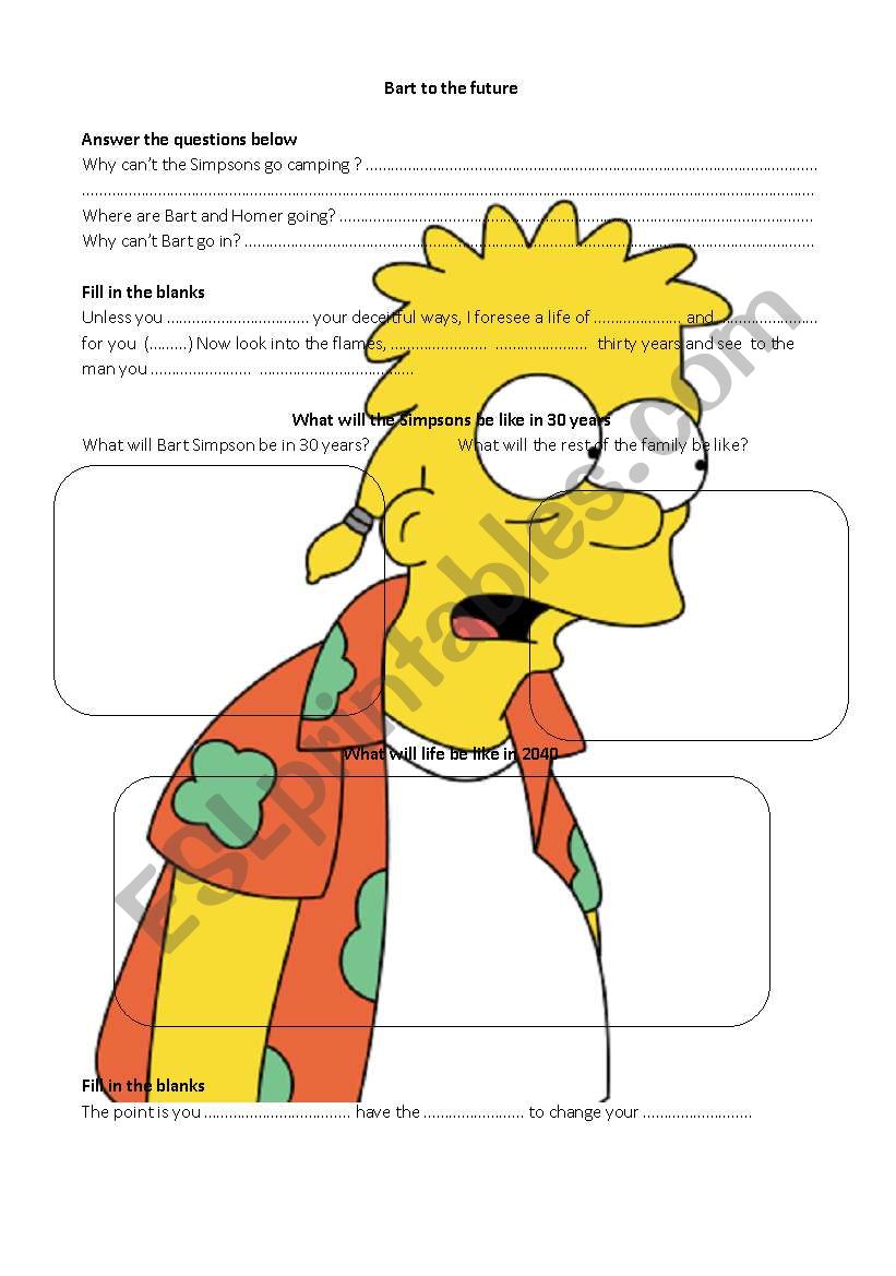 Bart to the Future worksheet