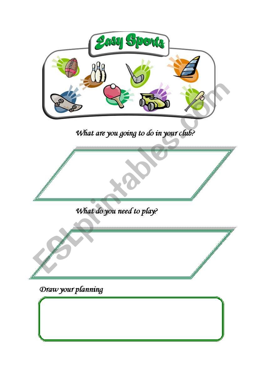 Planning sport worksheet