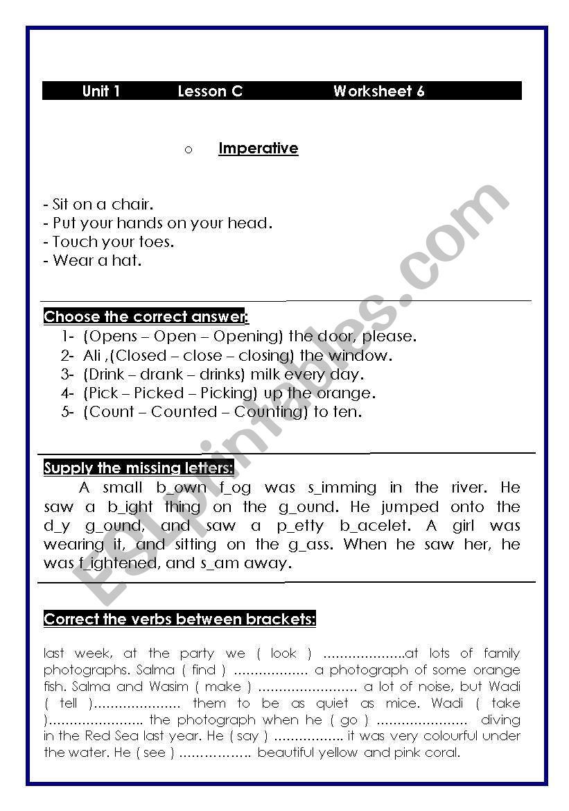 imperative worksheet