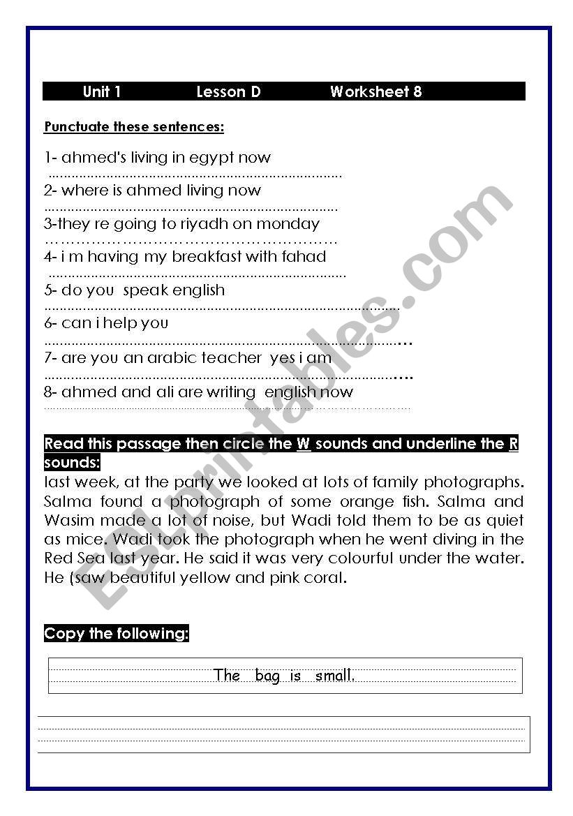 punctuation worksheet