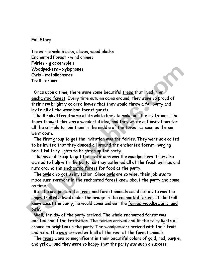 Fall Story worksheet